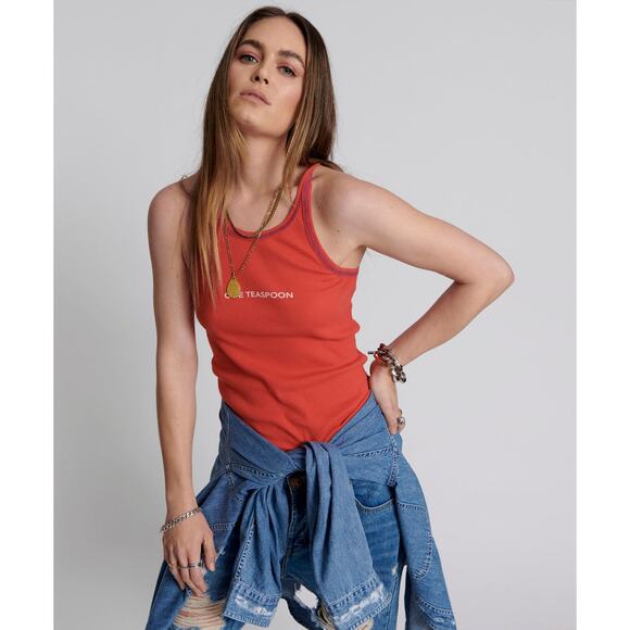 ONE TEASPOON Red One Teaspoon Logo Singlet Tank Top NWT Size Small - Picture 1 of 8